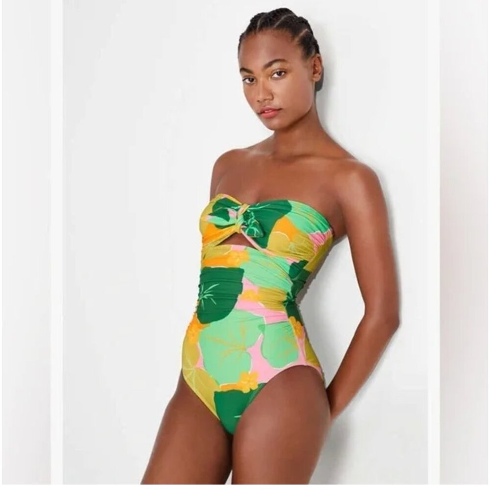 kate spade Green Multi Floral Bandeau One-Piece Swimsuit